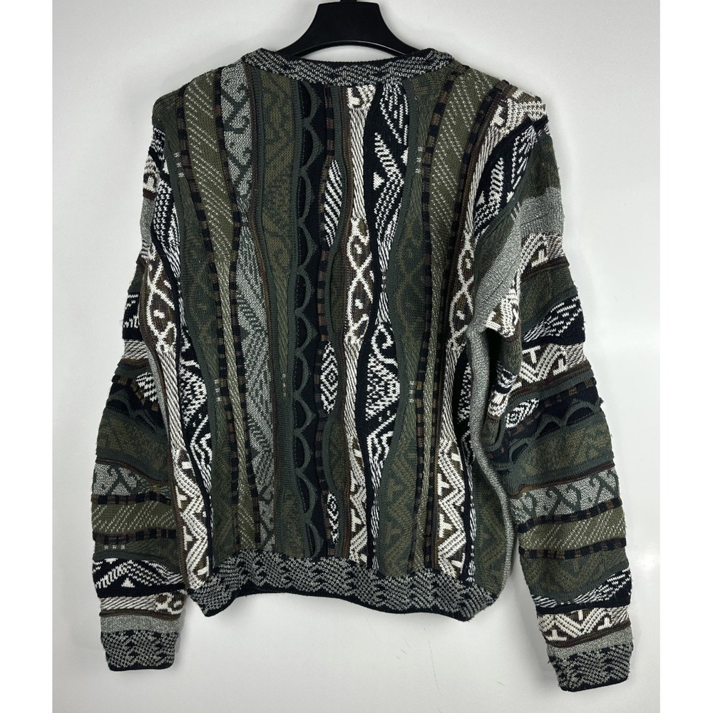 Bachrach Knit 3D Textured Sweater Cosby Biggie Style Earth Tones Mens Size Large - Picture 3 of 16